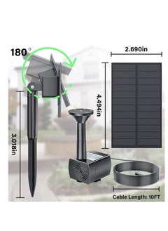 SYOSI Solar Water Fountain Pump Outdoor, Upgraded Solar Fountain Pond Pump Kit With Stake, Solar Powered Fountain Water Pump For Bird Bath, Garden, Backyard, Pool, Fish Tank, 2.5W Solar Powered Water Pump  - Image 5