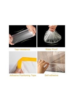 PROMASS promass 1.1M x 20M Tape and Drape, Plastic Drop Cloth Plastic Sheeting with Masking Tape,Waterproof Dust-Proof Protective Masking Film,Prevent Dust Paint Cover for Car,Furniture,Carpet,Floor,Bed  - Image 3