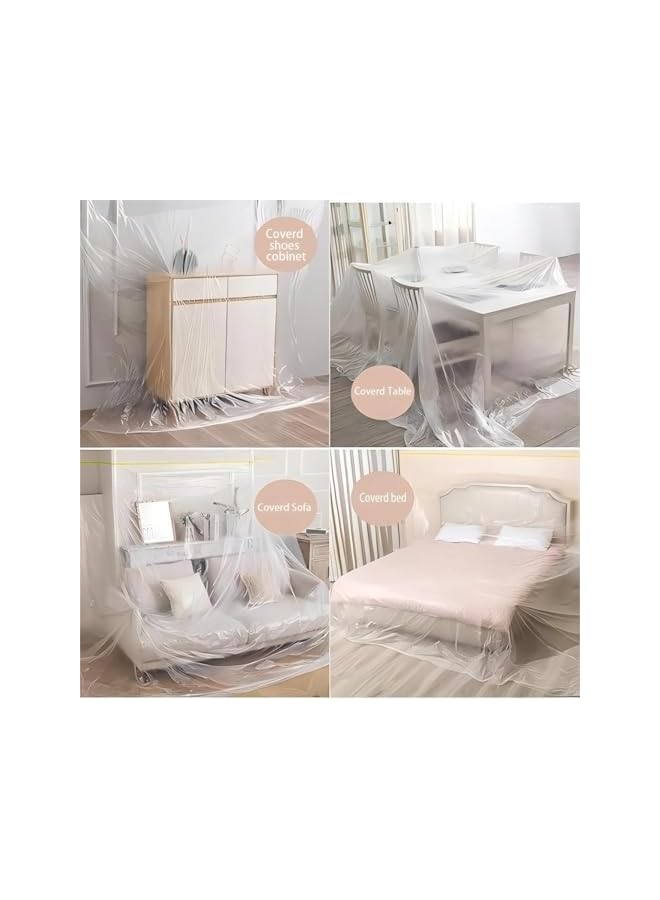 PROMASS promass 1.1M x 20M Tape and Drape, Plastic Drop Cloth Plastic Sheeting with Masking Tape,Waterproof Dust-Proof Protective Masking Film,Prevent Dust Paint Cover for Car,Furniture,Carpet,Floor,Bed  - Image 5