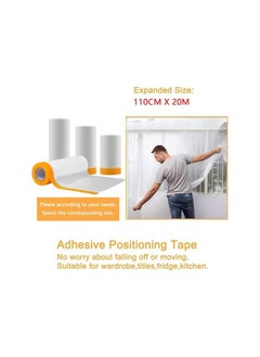 PROMASS promass 1.1M x 20M Tape and Drape, Plastic Drop Cloth Plastic Sheeting with Masking Tape,Waterproof Dust-Proof Protective Masking Film,Prevent Dust Paint Cover for Car,Furniture,Carpet,Floor,Bed  - Image 2
