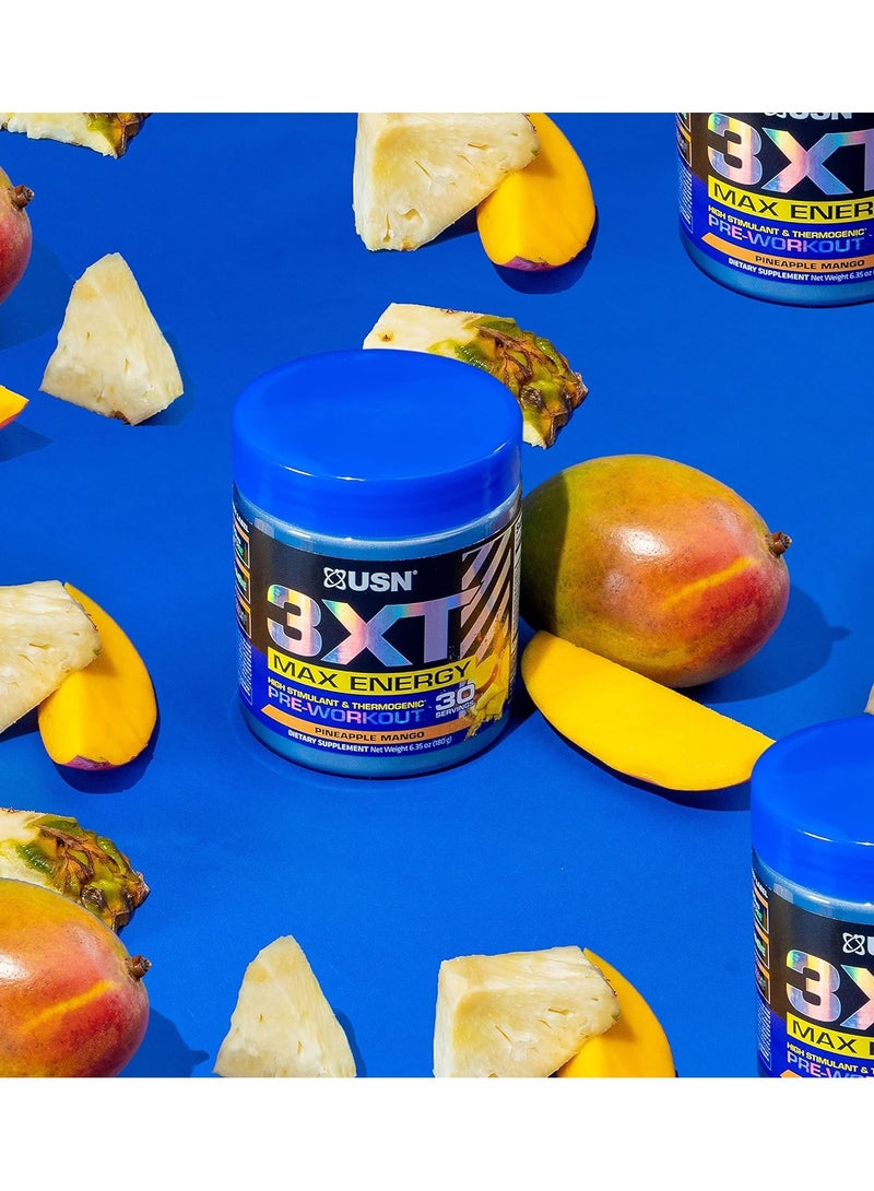 يو إس إن USN 3XT محفز عالي قبل التمرين بنكهة الأناناس والمانجو 180 جم 30 حصة - Image 3