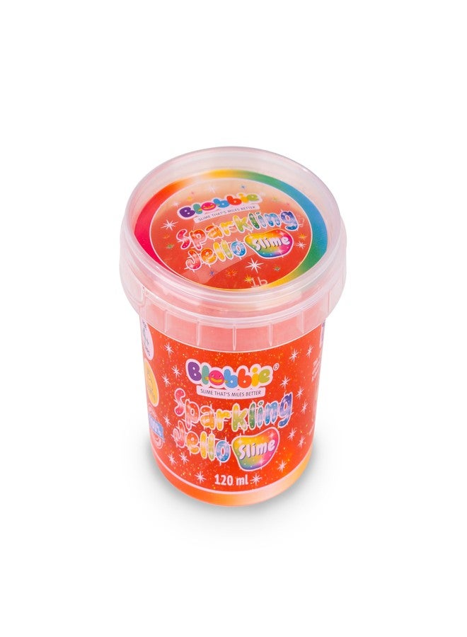 Blobbie® Sparkling Jello Slime Set of 3 for Boys - Blue, Yellow, Orange with Sparkling Glitters - 360 ml - Scented - Non-Sticky - Non-Toxic - Age 4+ - Image 4