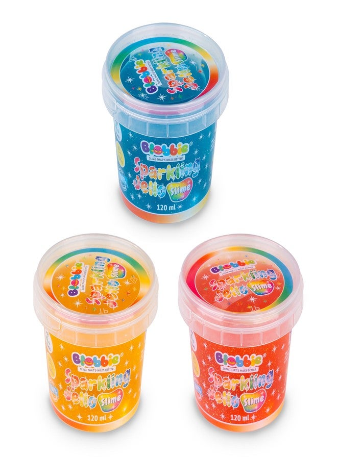 Blobbie® Sparkling Jello Slime Set of 3 for Boys - Blue, Yellow, Orange with Sparkling Glitters - 360 ml - Scented - Non-Sticky - Non-Toxic - Age 4+ - Image 1