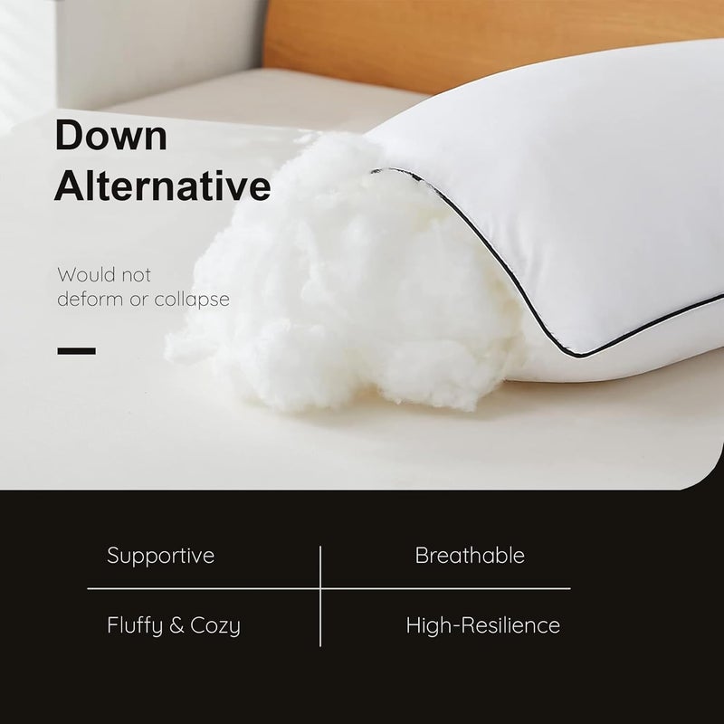 Imperial Comforts Down Alternative Bed Pillows, Medium Density for Back and Side Sleepers - Hotel Pillow Hotel Collection King, 2-Pack - Image 2