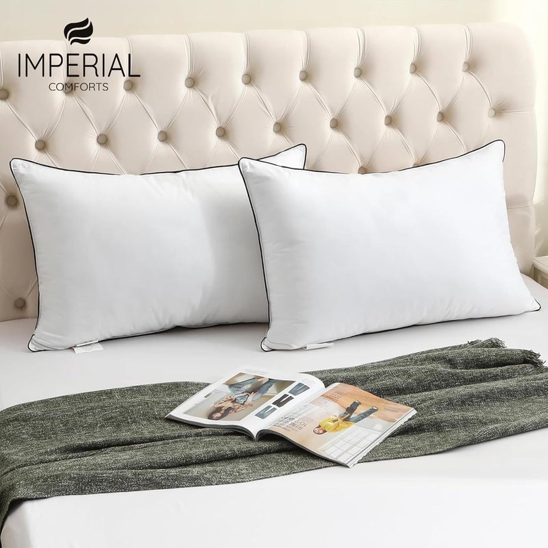 Imperial Comforts Down Alternative Bed Pillows, Medium Density for Back and Side Sleepers - Hotel Pillow Hotel Collection King, 2-Pack - Image 4