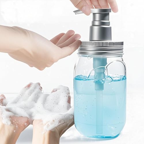 Qeuly 16oz Soap Dispenser, 2 Pack Plastic Pump Bottle Dispenser, Refillable Wide Mouth Jar Style Bathroom/Kitchen Containers for Shampoo, Conditioner, Body Wash, Lotion, Hand Soap & Dish Soap - Image 3