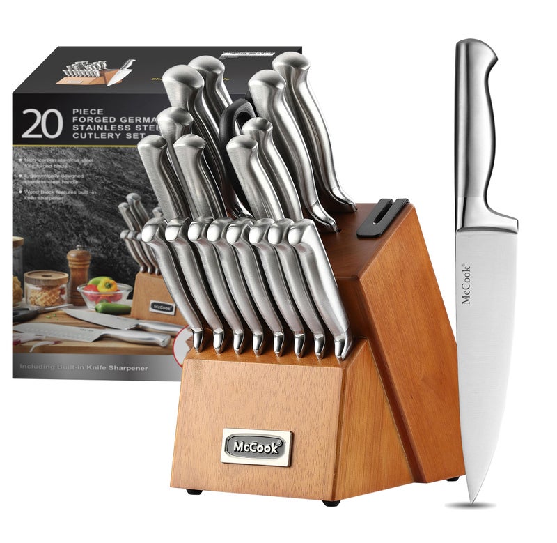 McCookÂ® Kitchen Knife Sets,German Stainless Steel Knives Block Set with Built-in Sharpener - Image 1