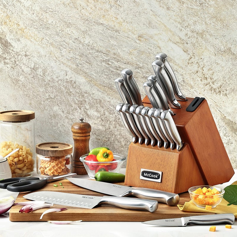 McCookÂ® Kitchen Knife Sets,German Stainless Steel Knives Block Set with Built-in Sharpener - Image 4