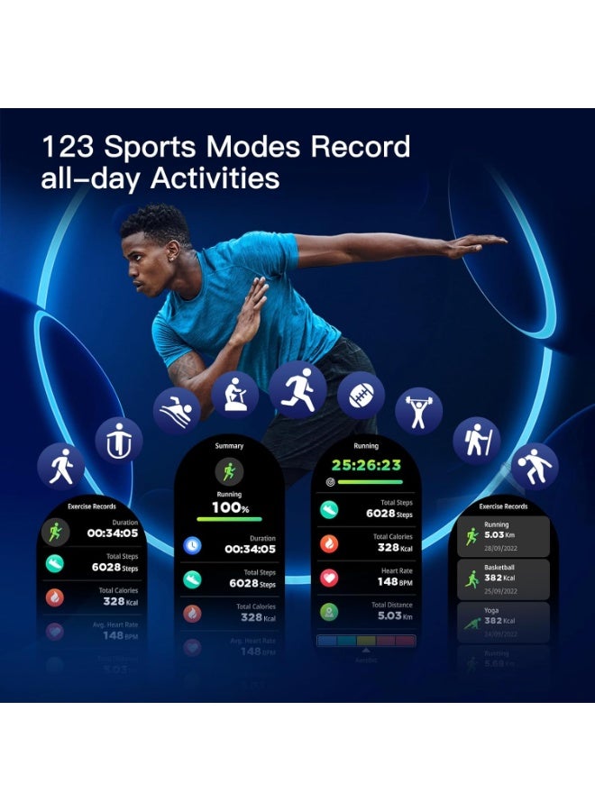 PEJE ZW13-AMD Smartwatch - 1.43" AMOLED,Smart Watches for Men,Muslim Prayer Alerts,SpO2/Heart Rate/Sleep Monitor,120+ Sports Modes,IP68 Waterproof,Bluetooth Calls + Extra Strap, iOS/.(Silver) - Image 3