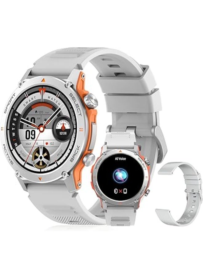 PEJE ZW13-AMD Smartwatch - 1.43" AMOLED,Smart Watches for Men,Muslim Prayer Alerts,SpO2/Heart Rate/Sleep Monitor,120+ Sports Modes,IP68 Waterproof,Bluetooth Calls + Extra Strap, iOS/.(Silver) - Image 1