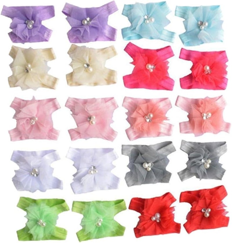 Newborn Baby Girl Barefoot Flower Sandals Hand Sewing Huaraches Headband Set - Image 1