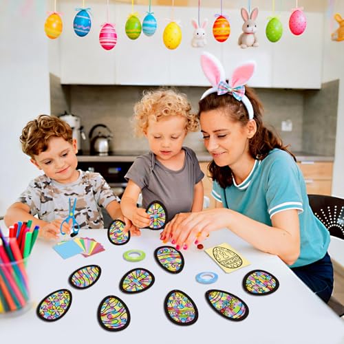 KOPOOEOE 36 Pcs Easter Paper Suncatchers Craft Kits Egg Hanging Decorations DIY Window Art Suncatchers Craft for Easter Spring Window Art Party Favor Decor - Image 5