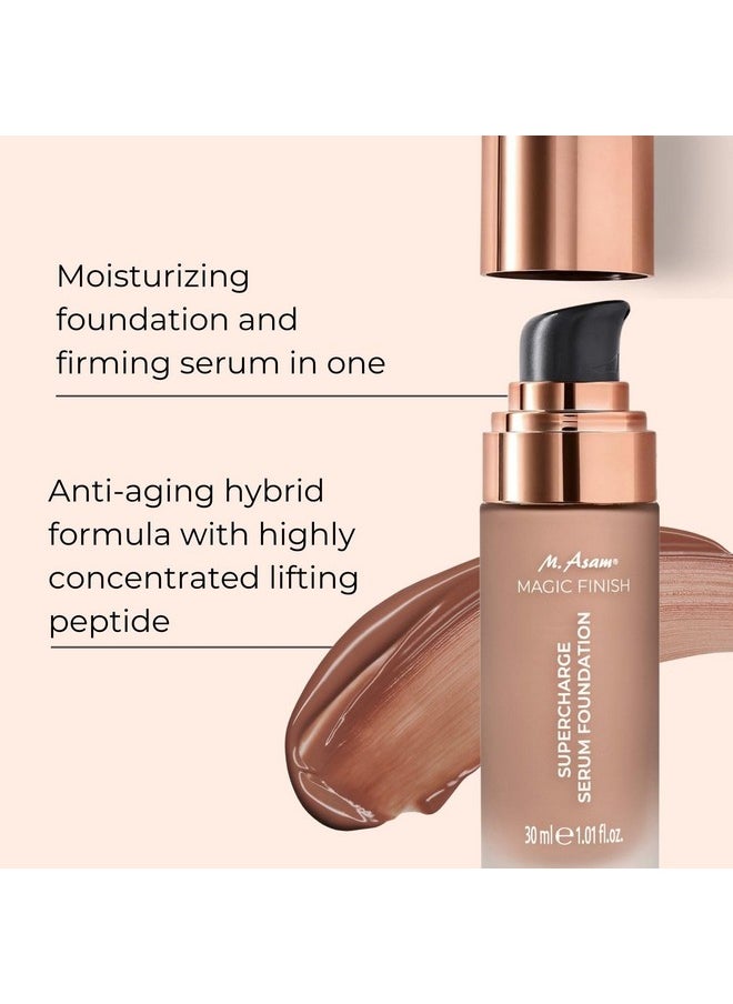 أم. أسام كريم أساس Magic Finish Supercharge Serum Deep Almond (1.01 أونصة سائلة) - مكياج مرطب ومصل لشد الوجه في واحد، كريم Cc مضاد للشيخوخة مع تغطية مثالية وحمض الهيالورونيك  - Image 2