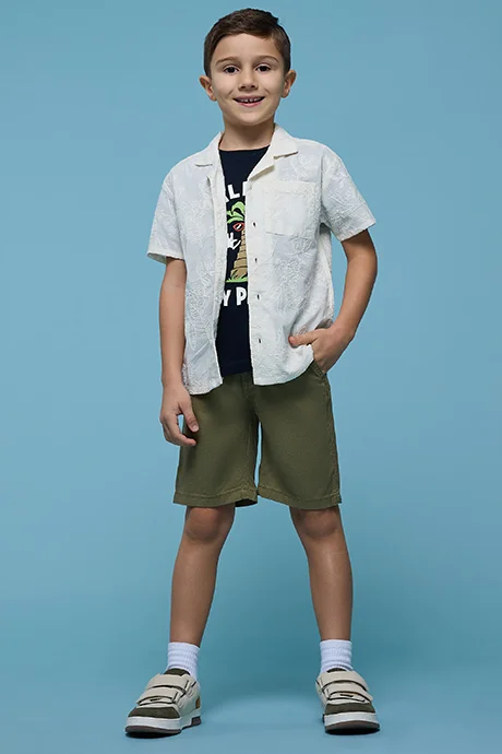 أر أند بي Solid Shorts with Button Closure