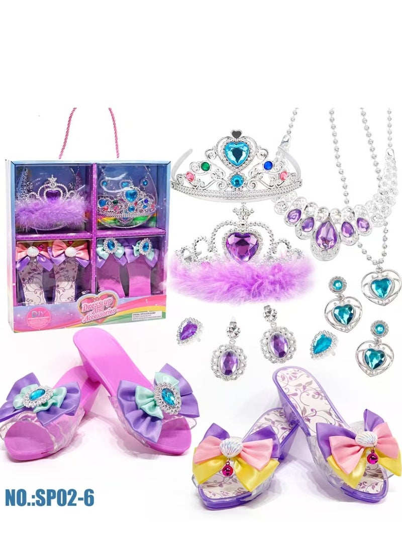 Princess Dress Up Toys & Jewelry Boutique, Christmas Princess Costumes Set incl Color Skirts, Shoes, Crowns, Princess Accessories, Girls Role Play Set Gift for 3 4 5 6 Year old Girl Toddler - Image 1
