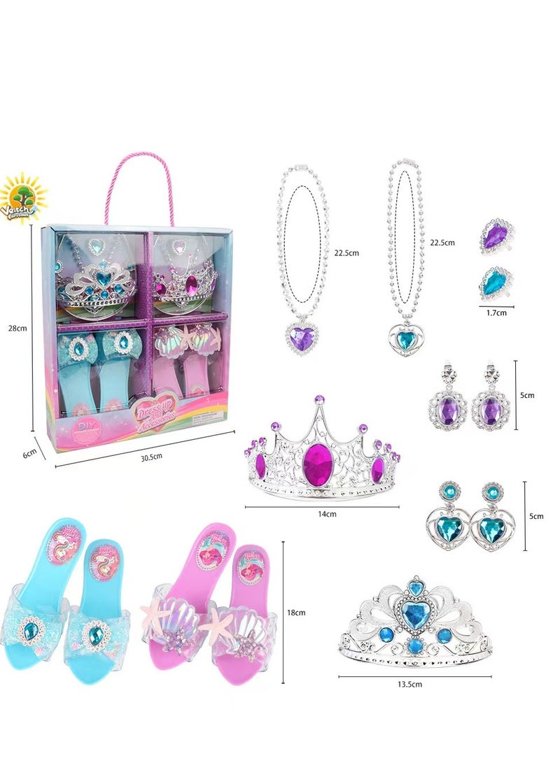 Princess Dress Up Toys & Jewelry Boutique, Christmas Princess Costumes Set incl Color Skirts, Shoes, Crowns, Princess Accessories, Girls Role Play Set Gift for 3 4 5 6 Year old Girl Toddler - Image 2