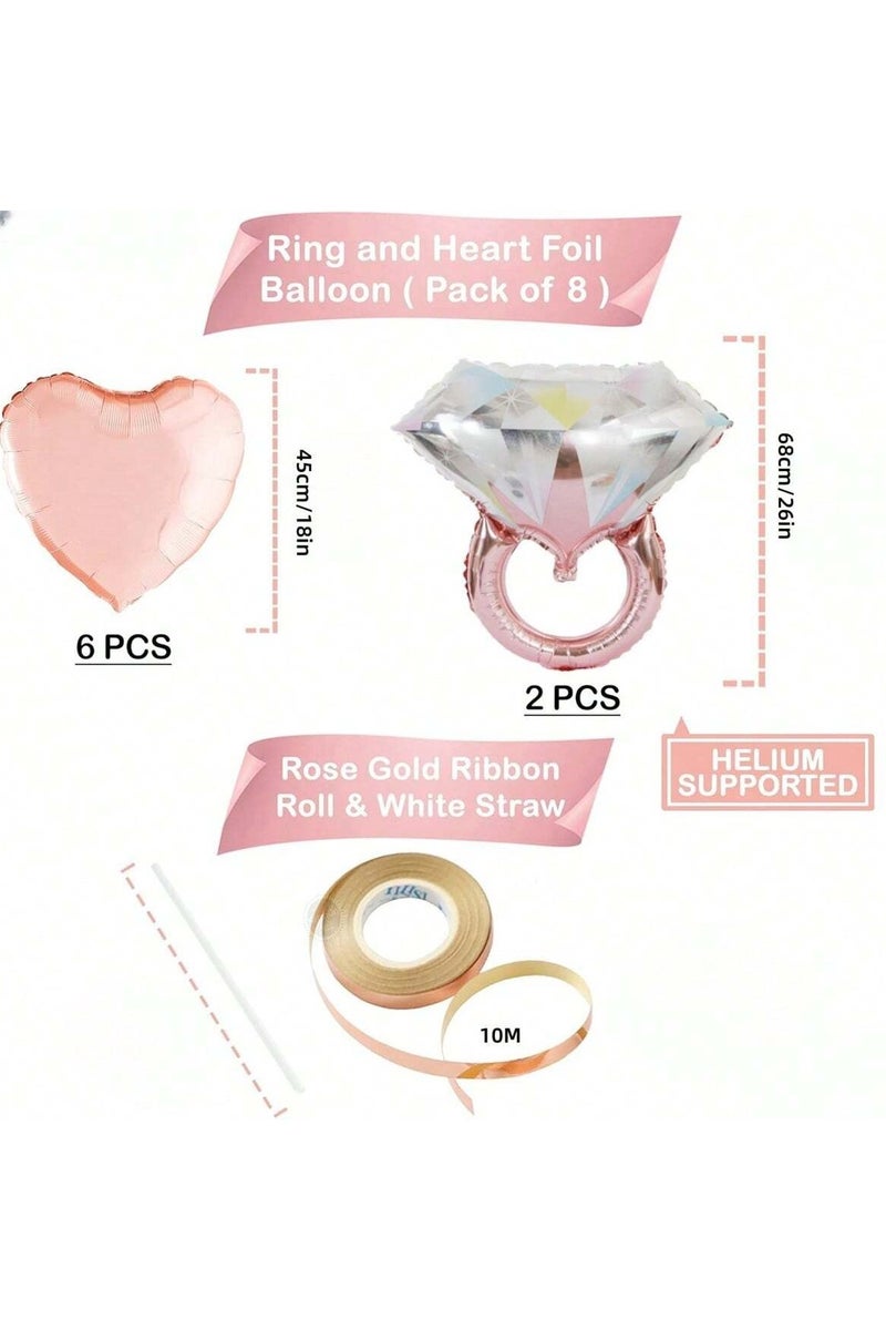 Bachelorette Party Decoration Balloon Set – 17 Pieces Including "Bride-to-Be" Balloons, 2 Diamond Ring Foil Balloons, and Heart-Shaped Pink Balloons – A Complete Set Perfect for Celebrating Bachelorette Parties, Bridal Showers, Wedding Day Decorations, and Engagement Celebrations. - Image 3