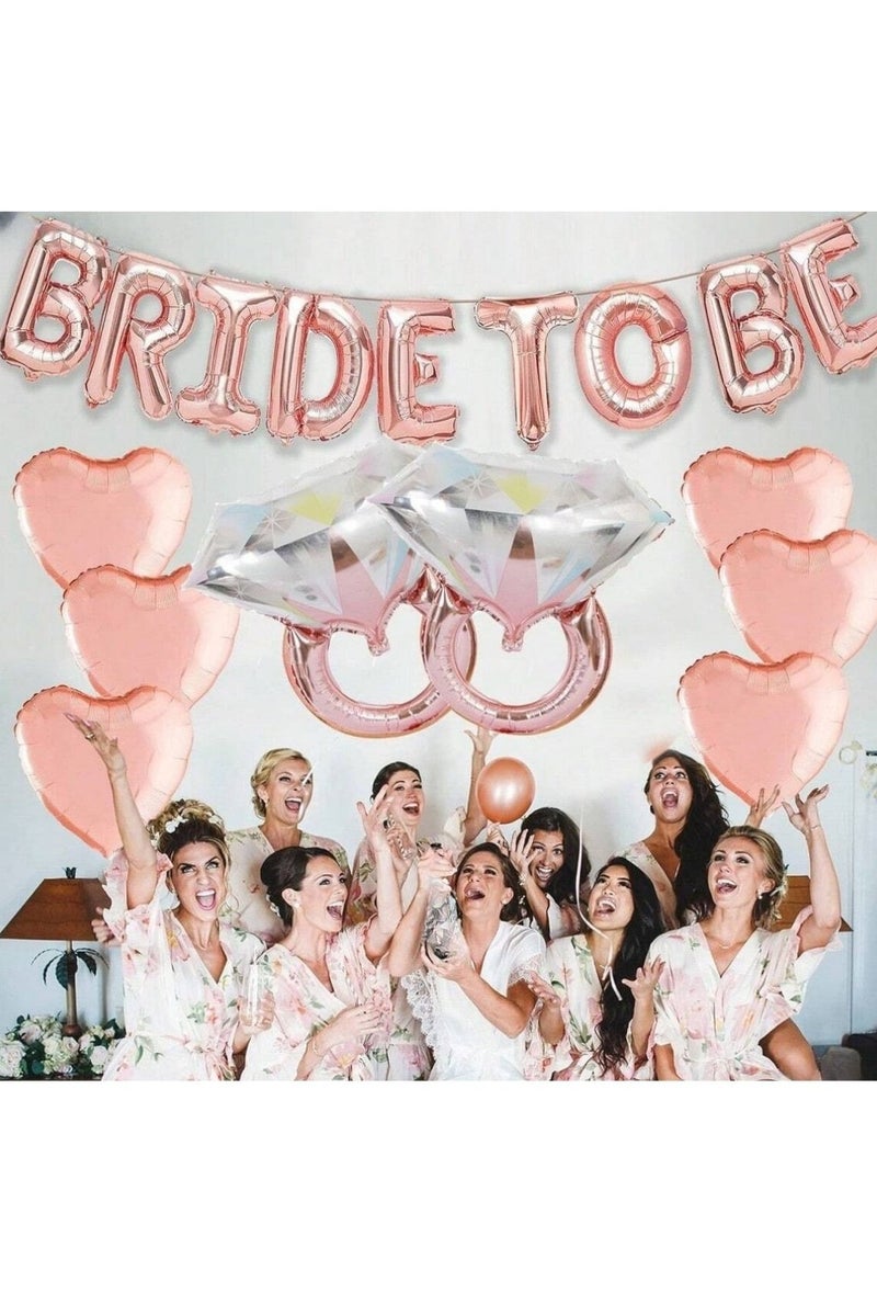 Bachelorette Party Decoration Balloon Set – 17 Pieces Including "Bride-to-Be" Balloons, 2 Diamond Ring Foil Balloons, and Heart-Shaped Pink Balloons – A Complete Set Perfect for Celebrating Bachelorette Parties, Bridal Showers, Wedding Day Decorations, and Engagement Celebrations. - Image 2