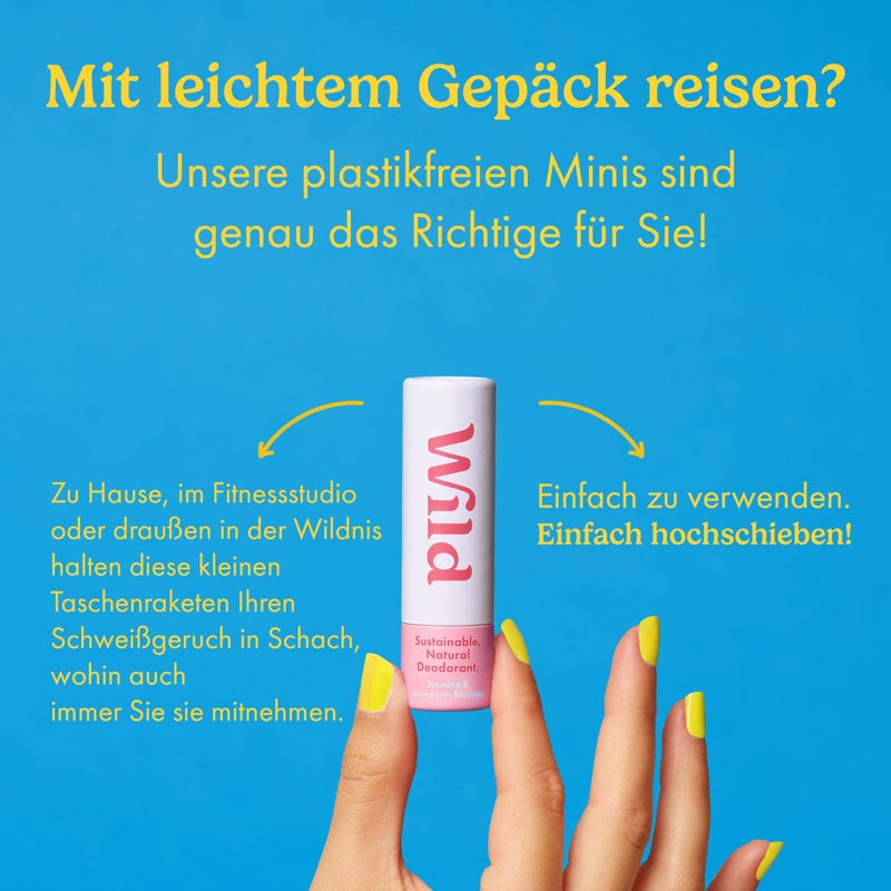 Wild - Pack of 3 Mini Deodorants - Aluminum Free - Long Lasting Protection - Great for Vacation & Travel - Plastic Free - Vegan - Trial Size - Image 4