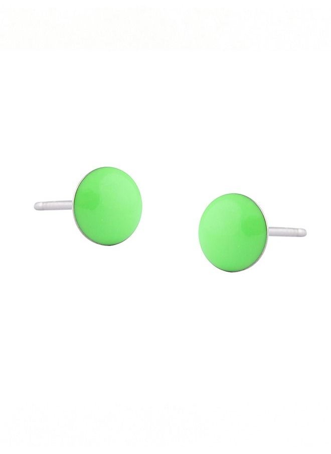 Studex - Novelty Neon Green Button Allergy free Stainless Steel  Ear Studs For Kids - Image 1