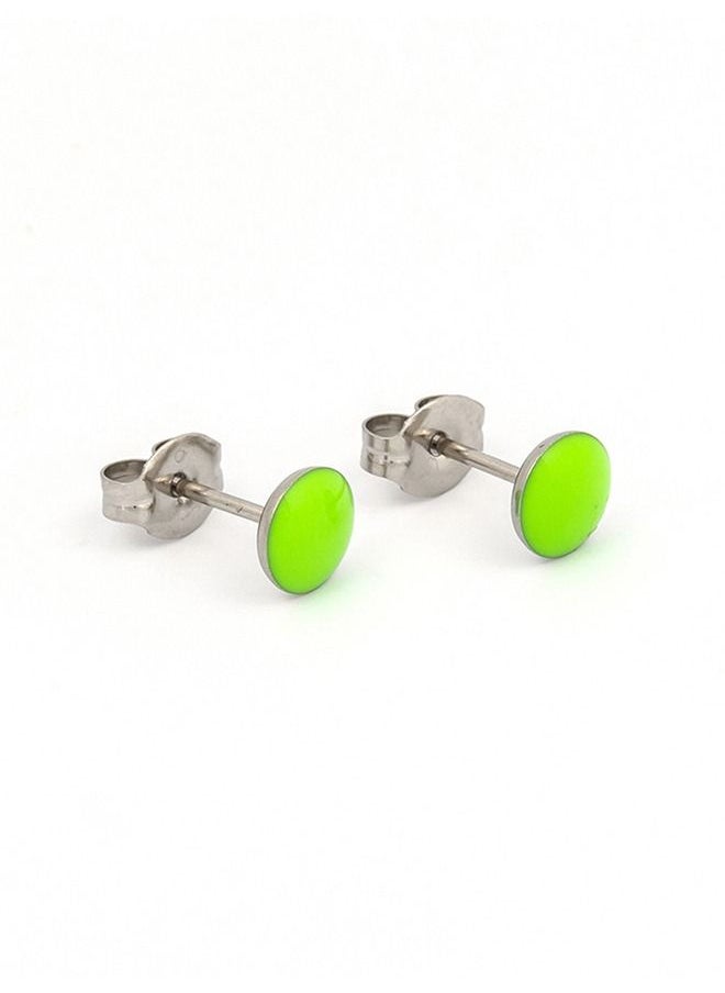 Studex - Novelty Neon Green Button Allergy free Stainless Steel  Ear Studs For Kids - Image 1