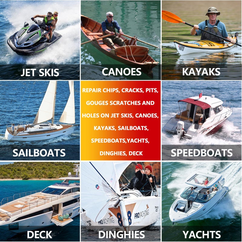 Mallbaola Marine Fiberglass Repair Kit for Boats, Gel Coat Repair Kit for Boats, Epoxy Filler for Fiberglass Boats Fix Holes, Chips and Deep Cracks, Gelcoat repair kit for Fiberglass, Acrylic, Porcelain(White) - Image 4