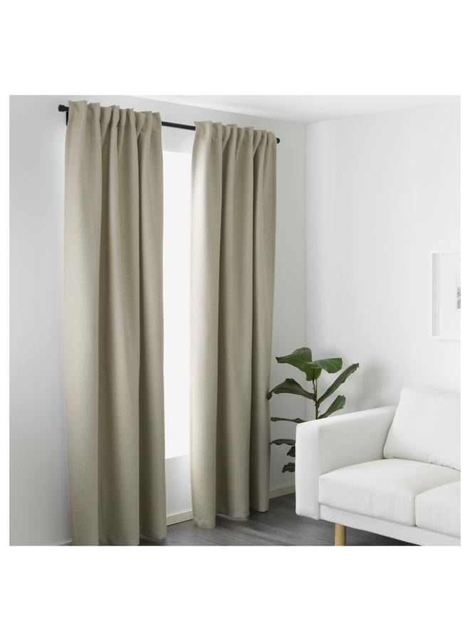 زبون ستائر تعتيم الغرفة، زوج واحد، مع شريط رأسي/بيج، 145x300 سم - Image 5