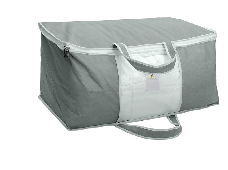 HomeStrap Rectangular Underbed Storage Organizer Cover with Front Handle (Grey). - Image 1