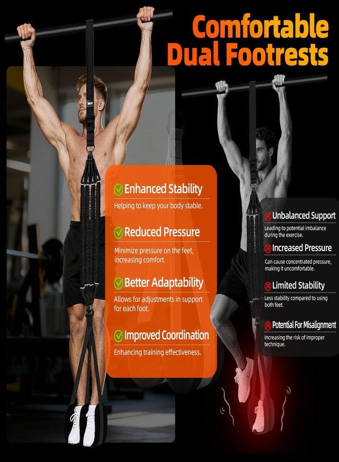 TB3C Pull Up Assistance Bands, Adjustable Heavy Duty Resistance Band for Pull Up Bar with 4 Assist Bands, Dual Footrests, Resistance Bands for Ｗorking Out, Strength Training, Home Gym(Black) - Image 4