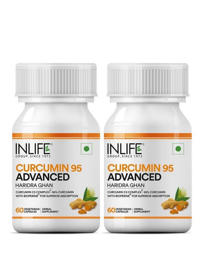 Inlife مكمل إنلايف كركمين C3 معقد (95% كركومينويد) 500 ملغ من الكركم مع مستخلص بيوبيرين (بيبيرين) 5 ملغ - 60 كبسولة (عبوة من 2) - Image 1