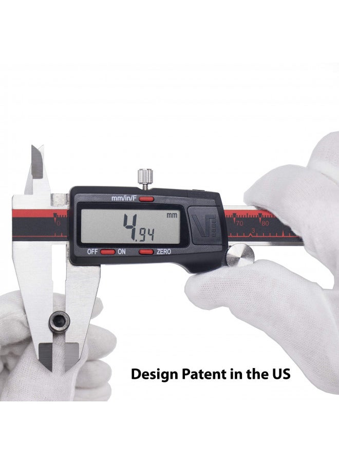 VINCA VINCA DCLA-0805 0-8 Inch/200mm Electronic Digital Vernier Caliper Inch/Millimeter/Fractions Stainless Steel Large LCD Screen Measuring Tool  - Image 4