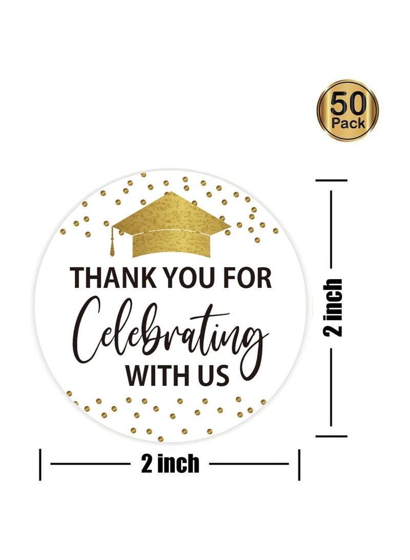 UP TO DATE Thank you for celebrating with us, Graduation Gift Stickers, Gift Stickers, 50 Pieces, Size 5 cm - Image 2