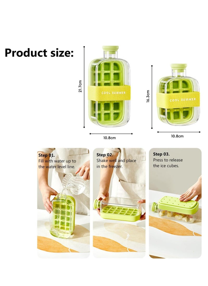 Generic 2 In 1 Ice Cube Bottle, Ice Cube Bottle With Straw, Portable Touch Free Ice Cube Trays, Press To Release Ice Tray for Home Ice Making, Outdoor Picnics, Office Use  - Image 2