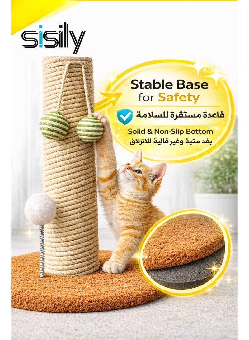Sisily Cat Scratching Post, 70cm Tall Coconut Palm Cat Tree with Sisal Scratching Posts, Interactive Sisal Balls & Spring Toy, Decorative Cat Scratcher for Indoor Cats - Image 5