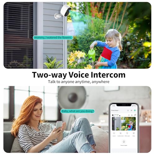 Tziarp Security Cameras Wireless Outdoor,2K Indoor WiFi Wireless Cameras,Outside Battery Powered Camera for Home Security,AI Motion Detection,Color Night Vision,Spotlight,Siren Alarm,SD/Cloud Storage,2 Pack - Image 3