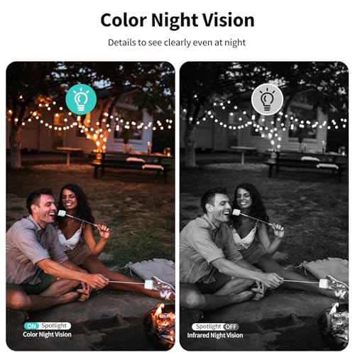Tziarp Security Cameras Wireless Outdoor,2K Indoor WiFi Wireless Cameras,Outside Battery Powered Camera for Home Security,AI Motion Detection,Color Night Vision,Spotlight,Siren Alarm,SD/Cloud Storage,2 Pack - Image 4
