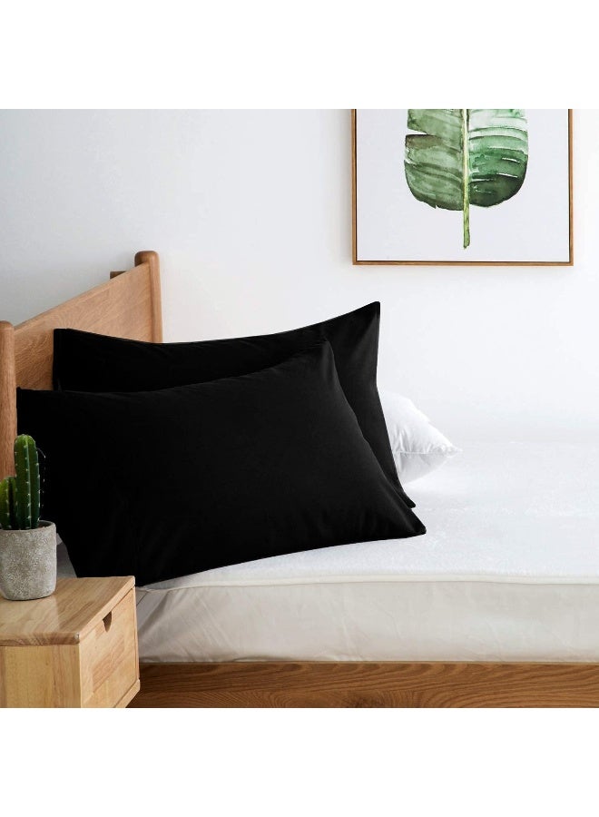 DAN RIVER Dan River 100% Organic Cotton Jersey Queen Pillowcases Set of 2, 145 GSM Pillow Cases Standard Size, Crisp, Breathable Jersey Cooling Pillow Cases, 20" x 30", Black  - Image 2