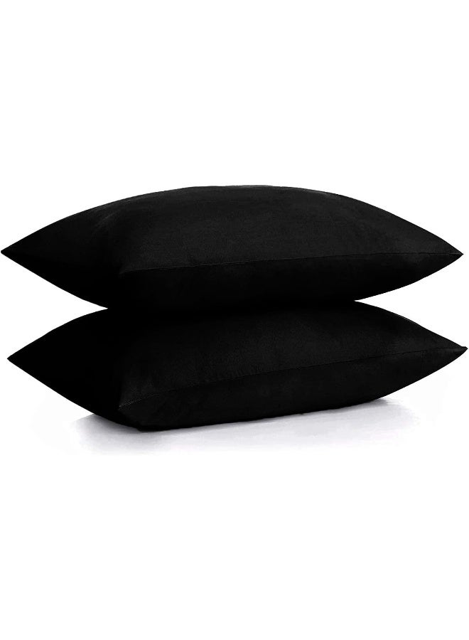 DAN RIVER Dan River 100% Organic Cotton Jersey Queen Pillowcases Set of 2, 145 GSM Pillow Cases Standard Size, Crisp, Breathable Jersey Cooling Pillow Cases, 20" x 30", Black  - Image 3