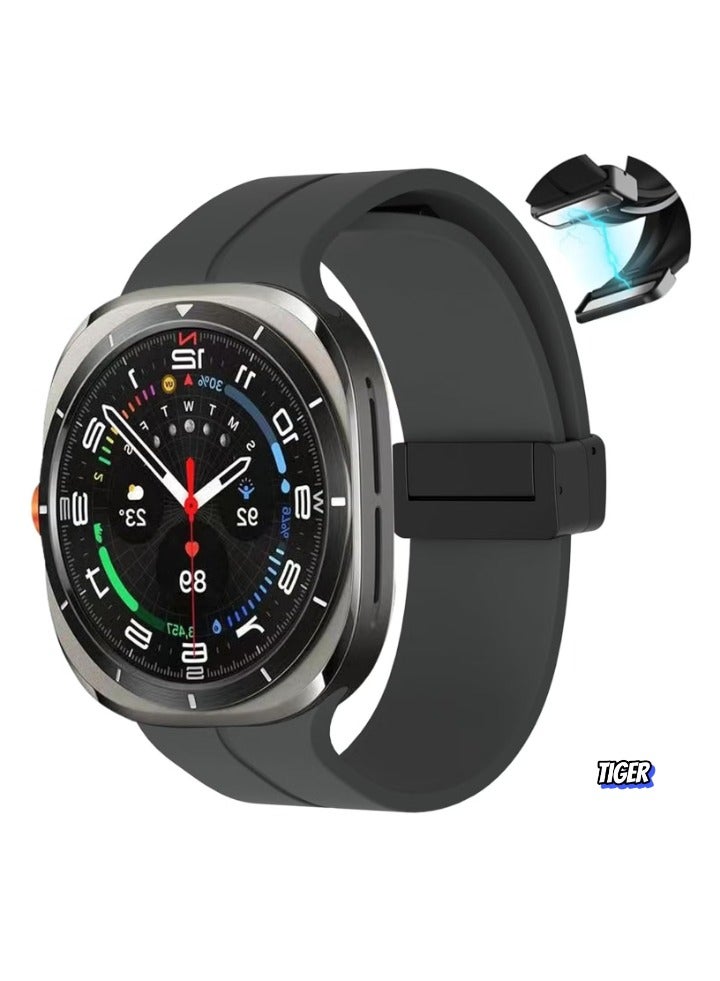 TIGER Magnetic Band Compatible with Samsung Galaxy Watch 7 Ultra 2024 – Silicone Sports Strap, D-Buckle Replacement, No Gap Design, Magnetic Closure, Stylish and Comfortable Band for Men & Women - Image 1