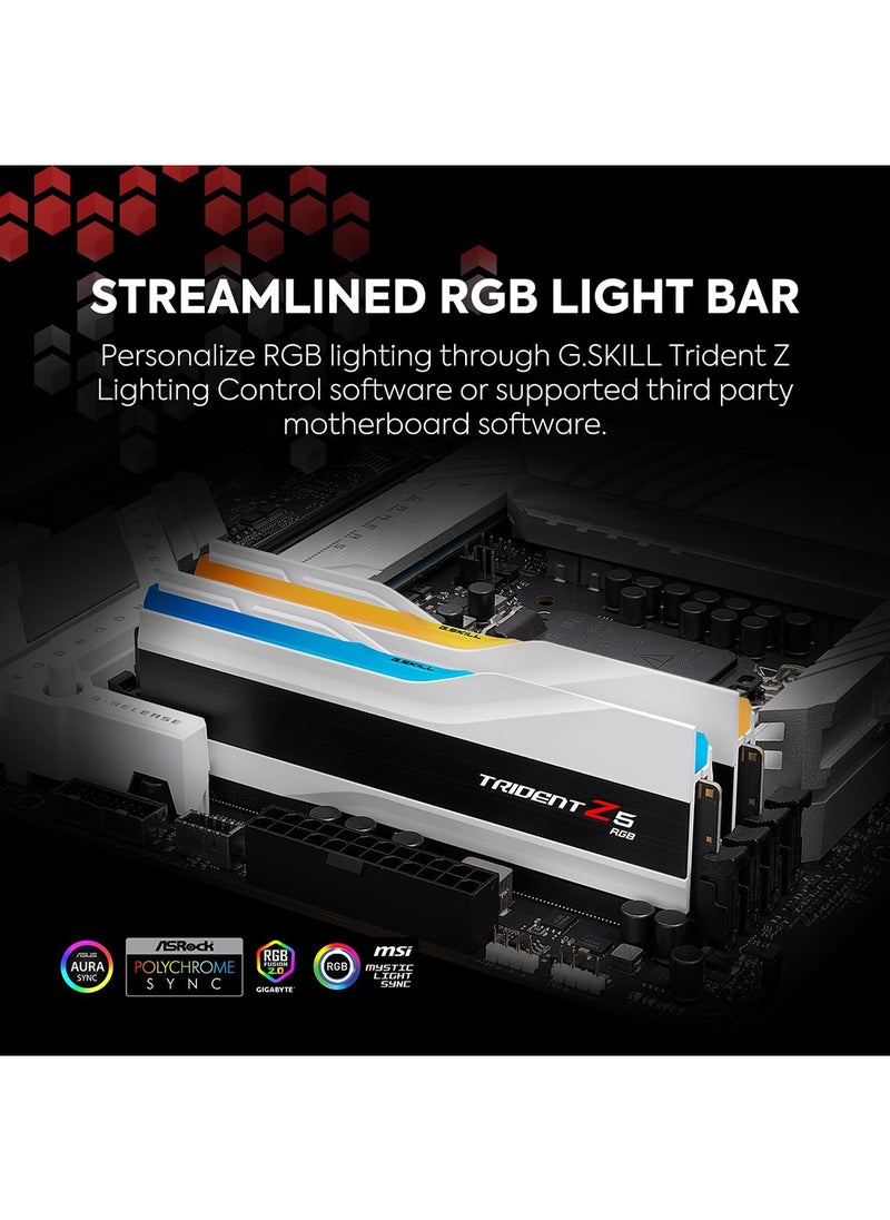 G.Skill - Trident Z5 RGB Series (Intel XMP 3.0) DDR5 RAM 32GB (2x16GB) 7200MT/s CL34-45-45-115 1.40V Desktop Computer Memory UDIMM - Matte White - Image 1