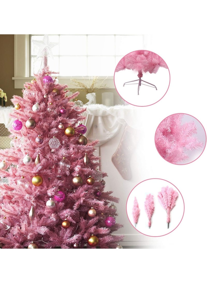 Mado Gallery Artificial Pink Christmas Tree 1.2m To 2.1m, Prelit 40m Warm Lights (Plug-in & Battery), Mixed Branches, Foldable Stand, Indoor/Outdoor Holiday Décor - Image 3