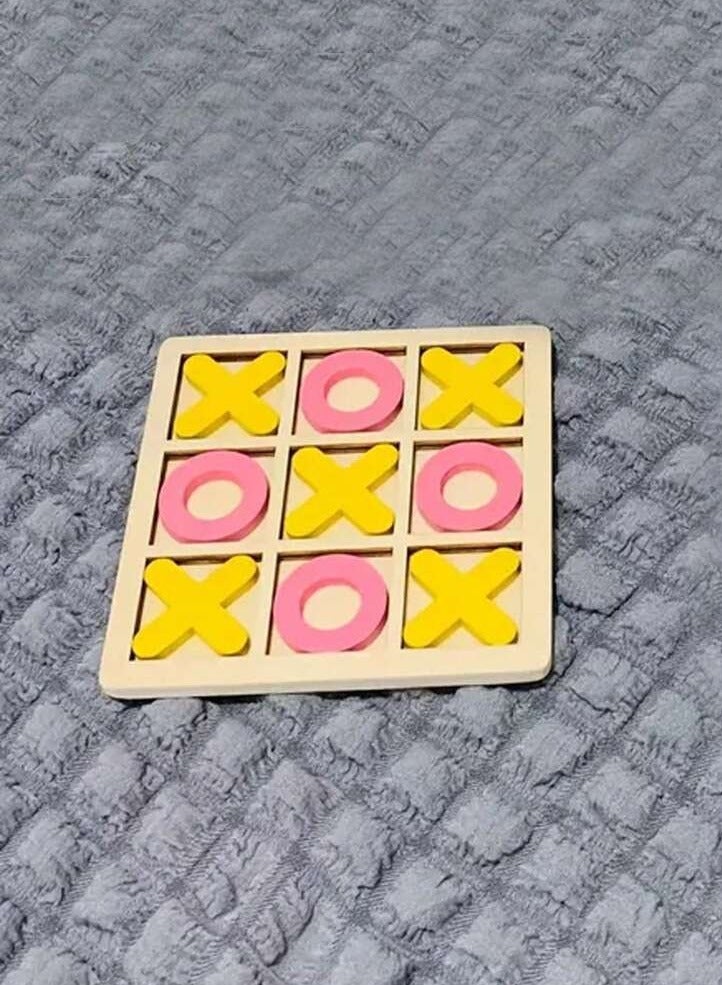 2 pcs Tic Tac Toe Game Toy Classic Wooden Checkerboard Educational Family Game Toys Set Portable Casual Tabletop Game for Adults and Kids Multicolor - Image 2