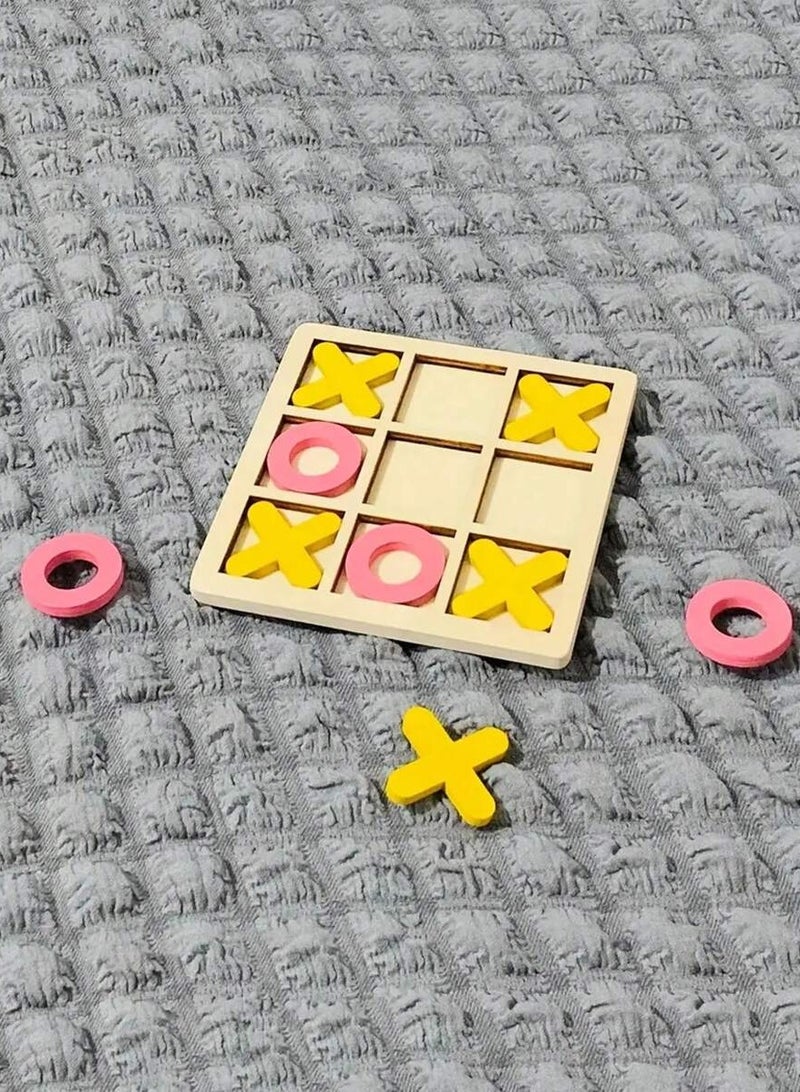 2 pcs Tic Tac Toe Game Toy Classic Wooden Checkerboard Educational Family Game Toys Set Portable Casual Tabletop Game for Adults and Kids Multicolor - Image 5