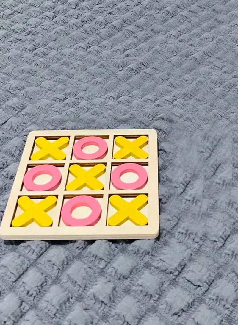 2 pcs Tic Tac Toe Game Toy Classic Wooden Checkerboard Educational Family Game Toys Set Portable Casual Tabletop Game for Adults and Kids Multicolor - Image 4