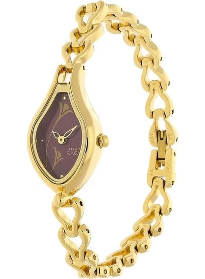 TITAN Women's Analog Display Watch With Gold Metal Strap - 2457YM03