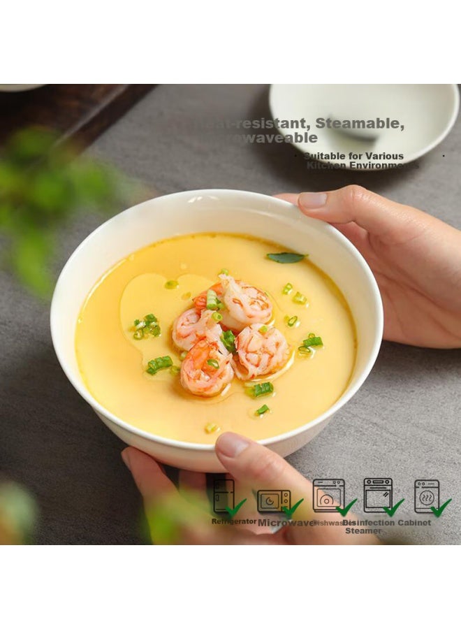 Sky Top Porcelain Rice Bowl Set, White Heat-resistant High-footed Ceramic Tableware Set, 6.25 Inches, 4 Pieces - Image 2