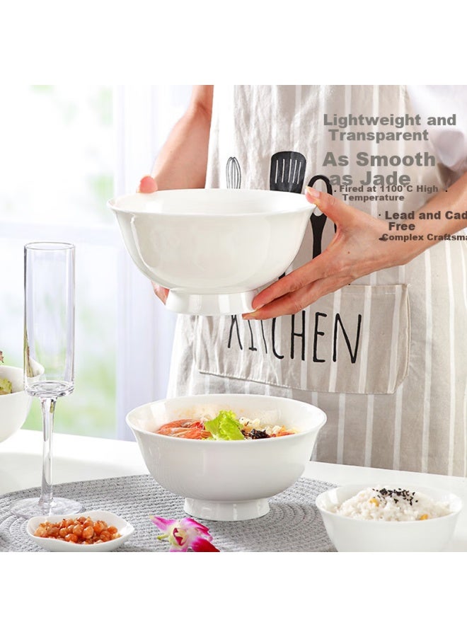 Sky Top Porcelain Rice Bowl Set, White Heat-resistant High-footed Ceramic Tableware Set, 6.25 Inches, 4 Pieces - Image 1