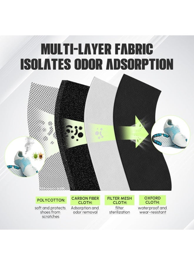 Luckam Smell Proof Shoe Cleat Bag, Water-Resistant Odor Absorbing Cleat Organizer with Zipper, Lightweight Shoe Pouches for Travel Golf, Soccer, Gym & Work, Carbon-Lined Odor Control (2-Pack, Black) - Image 2