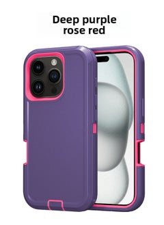 For Iphone 16promax Three-proof Mobile Phone Case Iph16plus Anti-drop Mobile Phone Case Hot Sale-Color:deep Purple Rose Red-Applicable Model:For Iphone16Plus Single Chassis