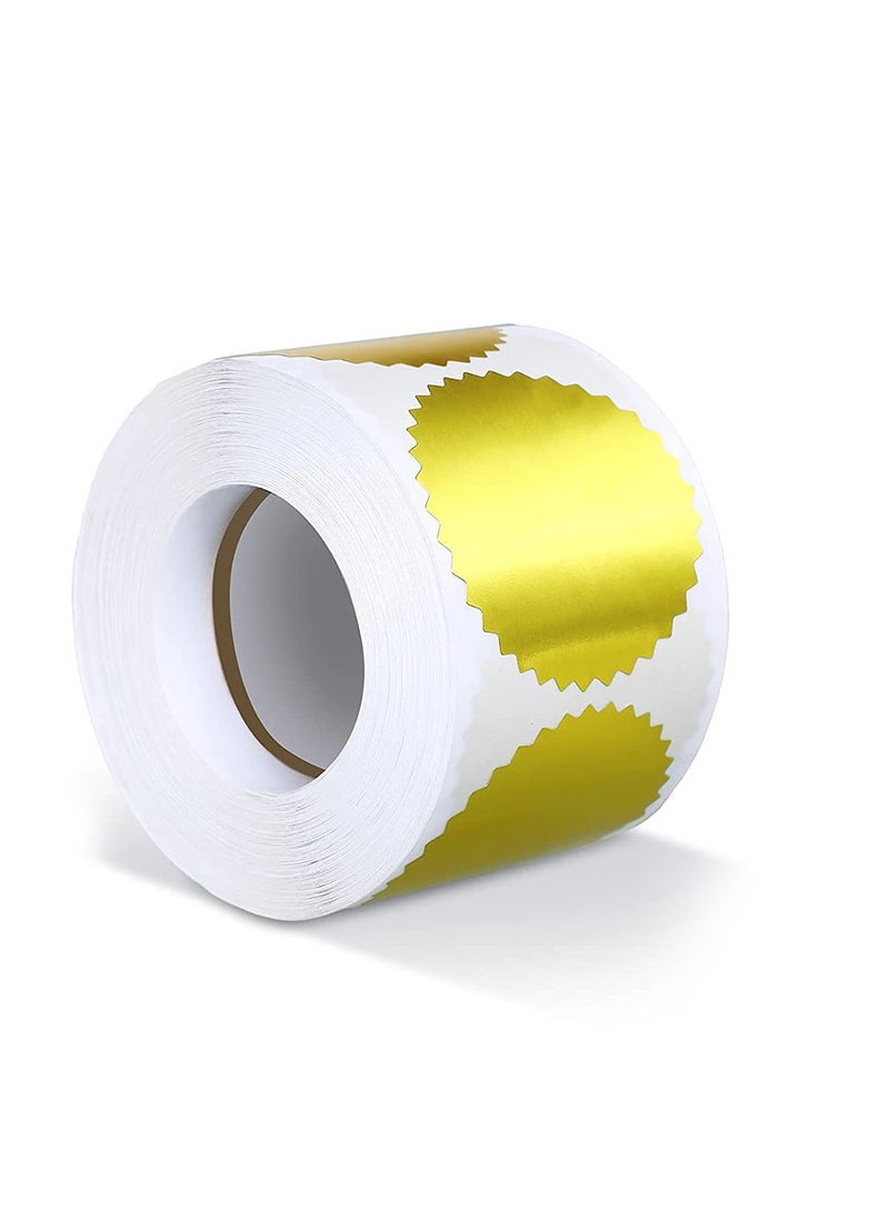 Steel Stamped Embossed Stickers, Multipurpose Self-Adhesive Label Paper for Office Business Barcode DIY Logo (Gold) - Image 1